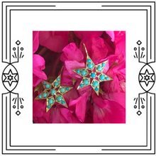 Load image into Gallery viewer, FANCY STAR EARRINGS, TURQUOISE