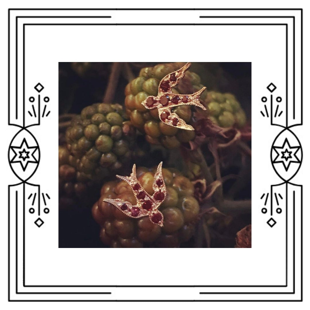 GARNET BIRD STUDS (PRE-ORDER)