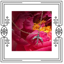Load image into Gallery viewer, FANCY BIRD NECKLACE - ANTIQUE PLATED GOLD, DIAMONDS (Pre-order)
