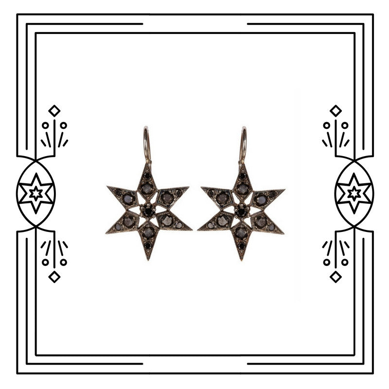FANCY STAR EARRINGS - BLACK DIAMONDS (PRE-ORDER)