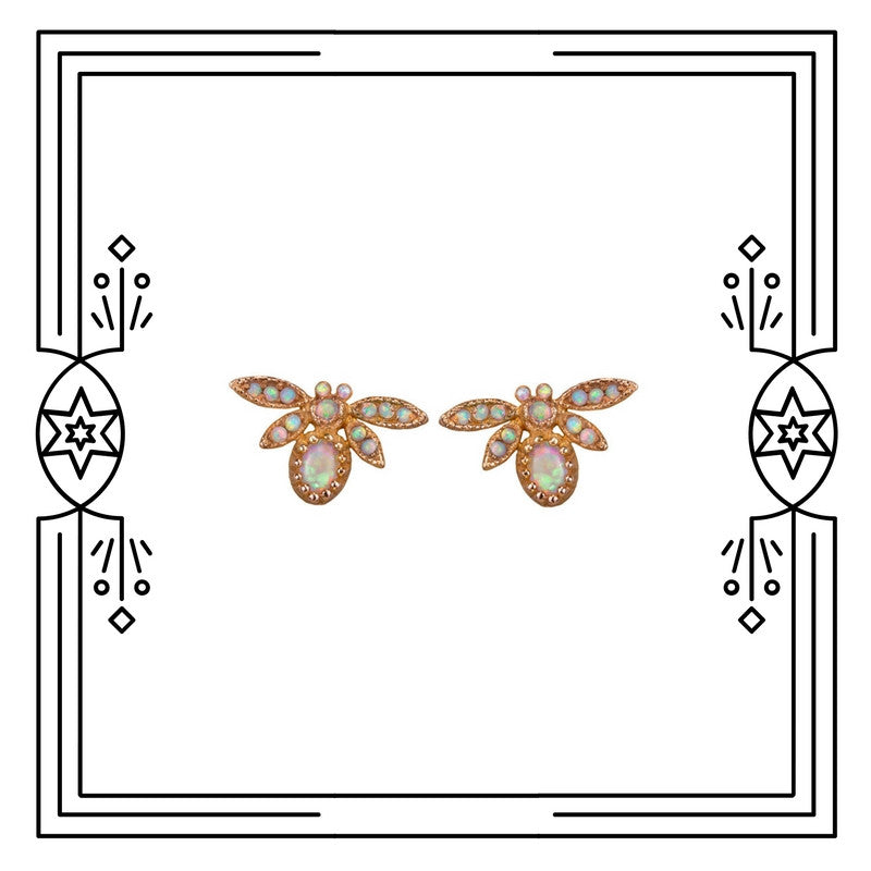 FANCY BUG EARRINGS - ROSE GOLD AND OPAL (PRE-ORDER)