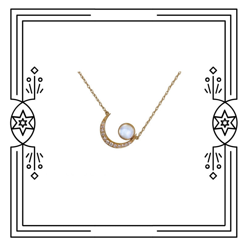 DIAMOND MOON CRADLE NECKLACE - (PRE-ORDER)