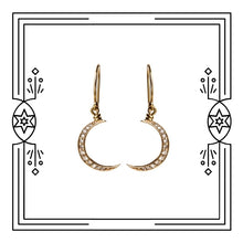 Load image into Gallery viewer, CRESCENT MOON DIAMOND DANGLE EARRINGS (Pre-Order)
