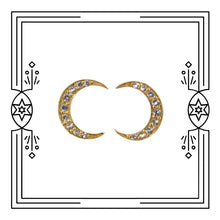 Load image into Gallery viewer, DIAMOND CRESCENT MOON STUDS
